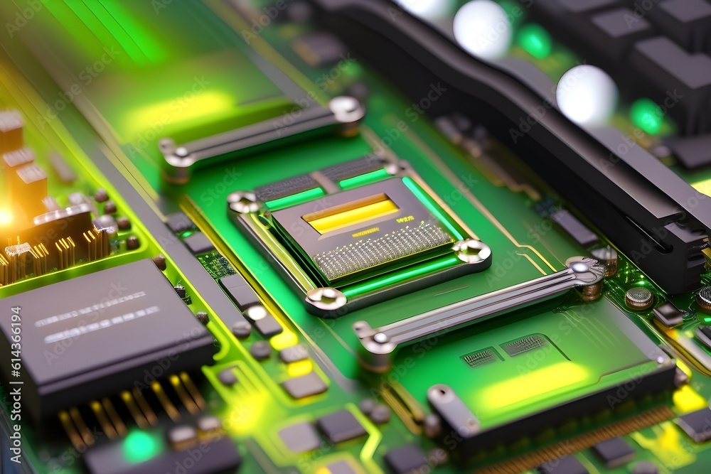 Fototapeta premium Close-up of a circuit board or electronic components.