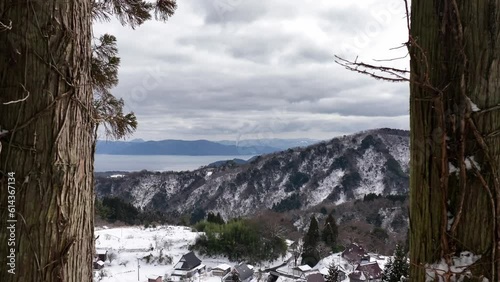 京都府宮津市上世屋地区の冬景色をドローンで空撮