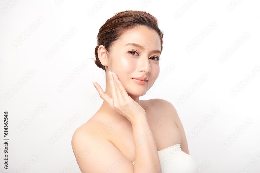 Beautiful young asian woman with clean fresh skin on white background, Face care, Facial treatment, Cosmetology, beauty and spa, Asian women portrait. Beautiful young asian woman with clean fresh skin on white background, Face care, Facial treatment, Cosmetology, beauty and spa, Asian women portrait.