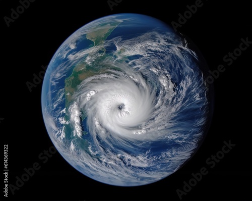 Massive tropical cyclone from space. Earth view
