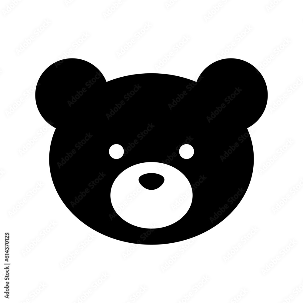 Cute vector bear head icon, isolated symbol, animal face Cute vector bear head icon, isolated symbol, animal face