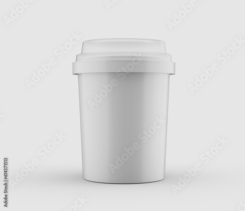 3d Empty White Cylindrical Plastic Jar Or Container With Cap On White Background, 3d illustration