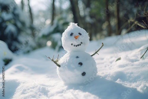 Snowman winter sunny. Generate Ai