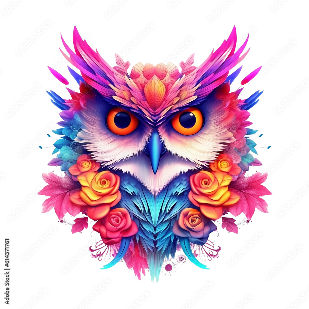 Owl Colorful AI Generative Owl Colorful AI Generative