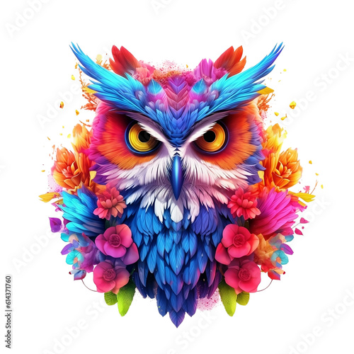 Owl Colorful AI Generative