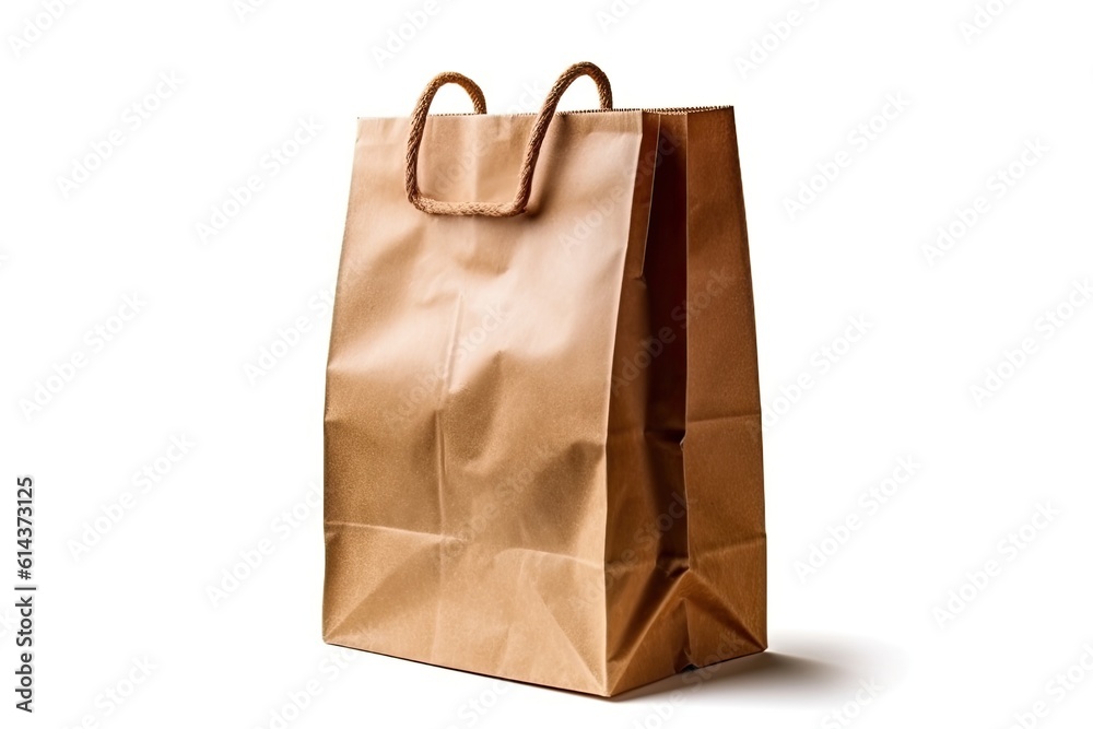 Brown Paper Bag For Food Delivery On White Background Brown Paper Bag For Food Delivery On White Background