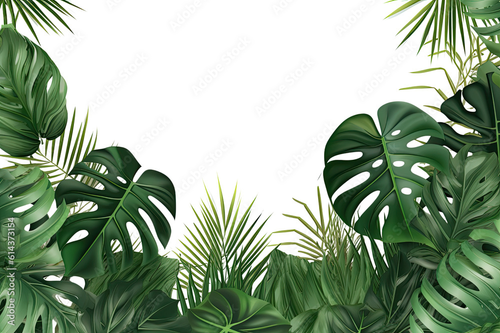 ai generated  Forest leaf border illustration for fall, card, or banner.