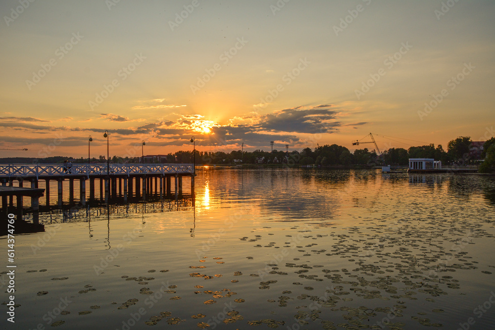 Fototapeta premium Lake in the city of Ostroda, Poland.