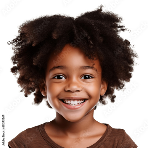 portrait of a cute african american girl. isolated on transparent background. no background.