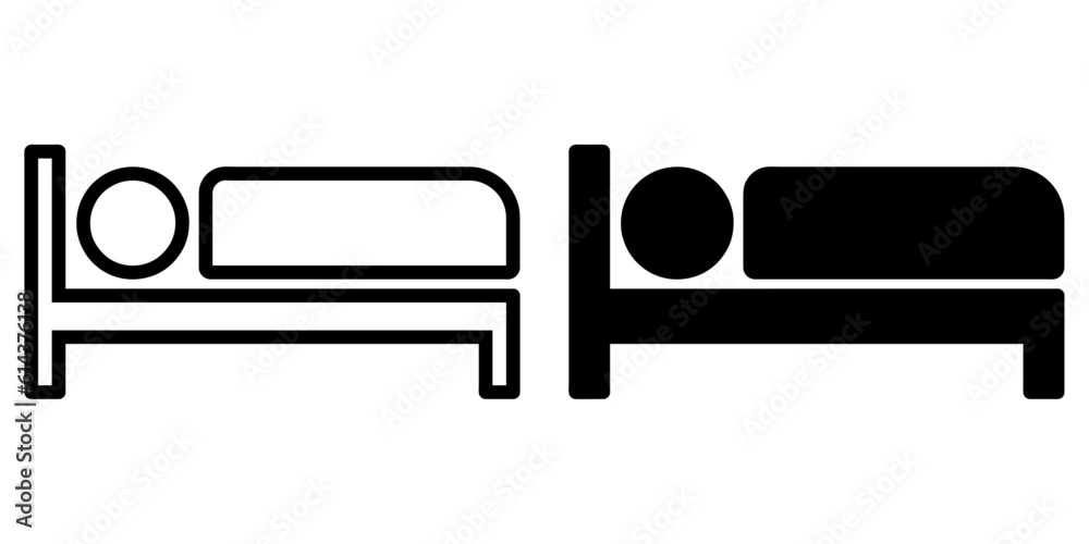 © fotohansel - ofvs379 OutlineFilledVectorSign ofvs - bed vector icon . sleeping sign . isolated transparent . black outline and filled version . AI 10 / EPS 10 / PNG . g11719