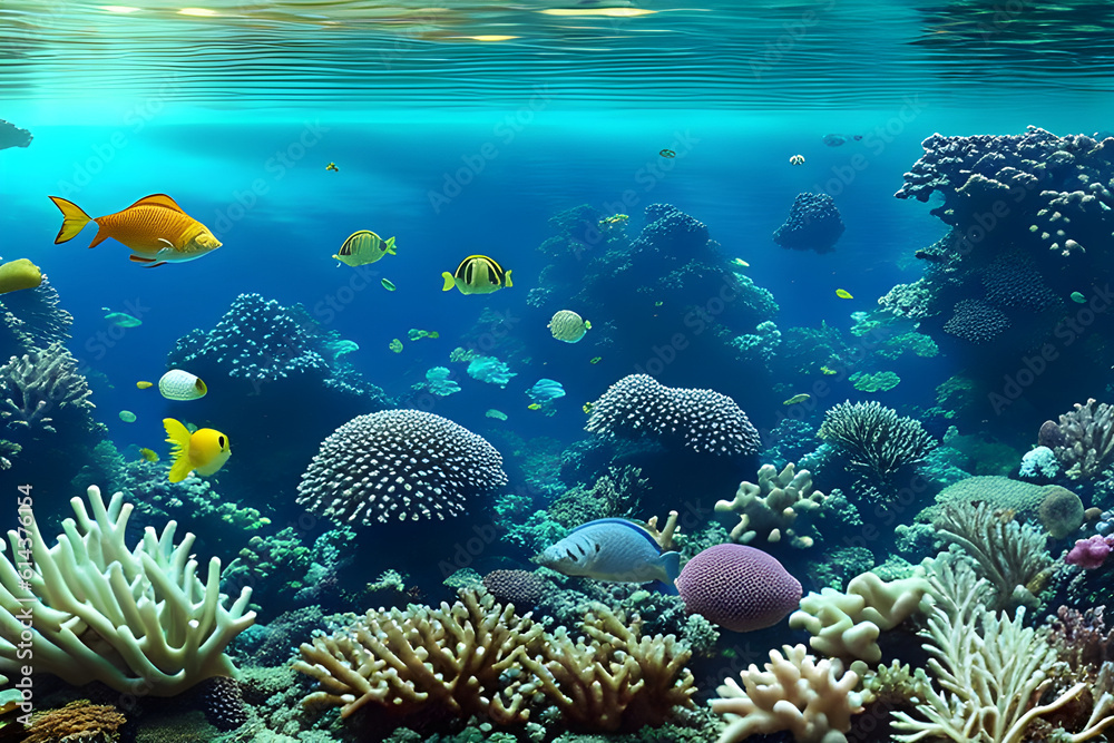 Obraz premium Corals underwater, Generative AI Illustration