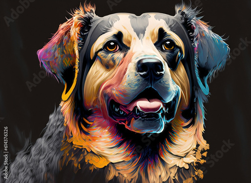 Dog made of oil paint generative art