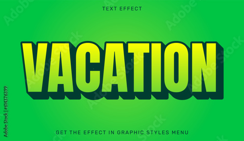 Vacation editable text effect in 3d style. Text emblem for branding or business logo