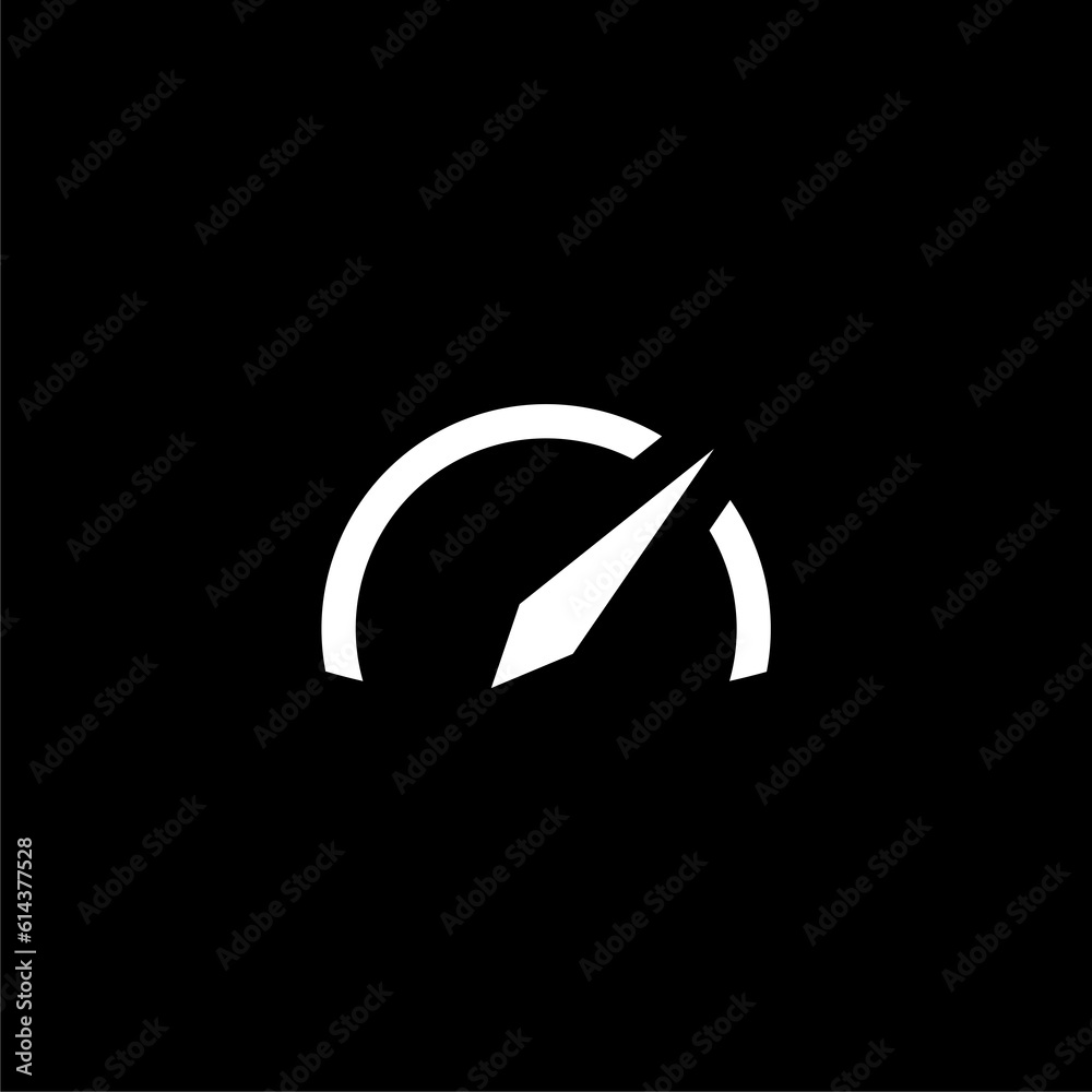 Speedmeter logo isolated on black background Speedmeter logo isolated on black background