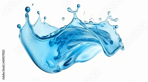 Blue liquid water splash isolated white background. Generative Ai
