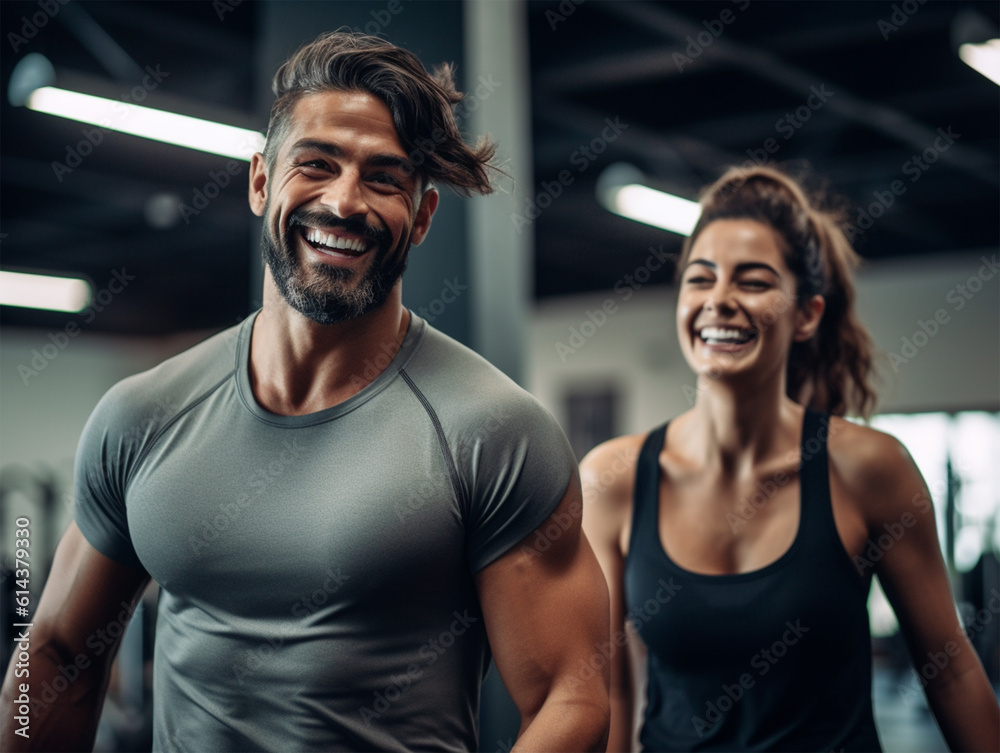 A healthy woman and a healthy man training at the gym 7 A healthy woman and a healthy man training at the gym 7