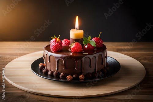 happy birthday cakee beautifull decrotion whith candle llightning knife and baloon genmratibve o technolpgy