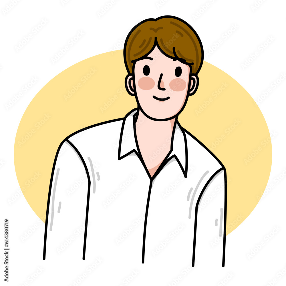 Yong man cartoon drawing flat design style minimal illustration on white background. Yong man cartoon drawing flat design style minimal illustration on white background.