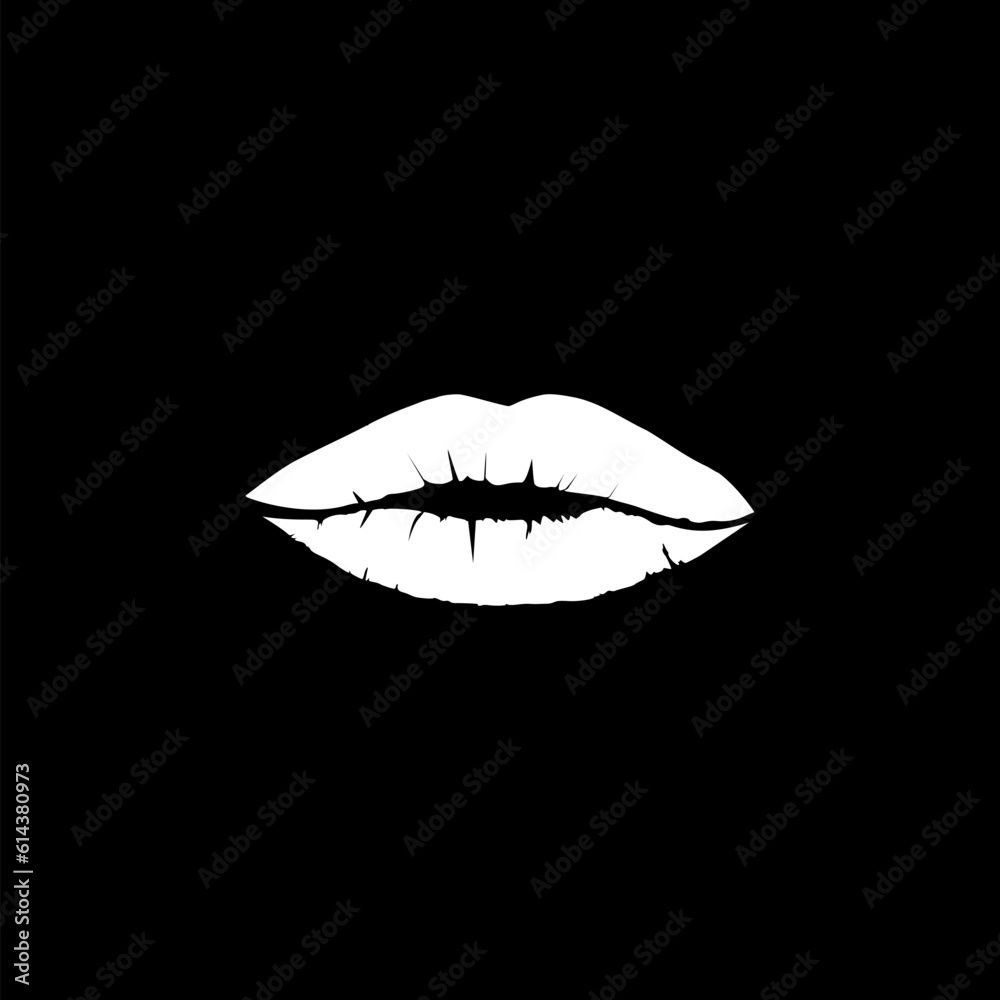 Female lips logo icon design isolated on black background Female lips logo icon design isolated on black background