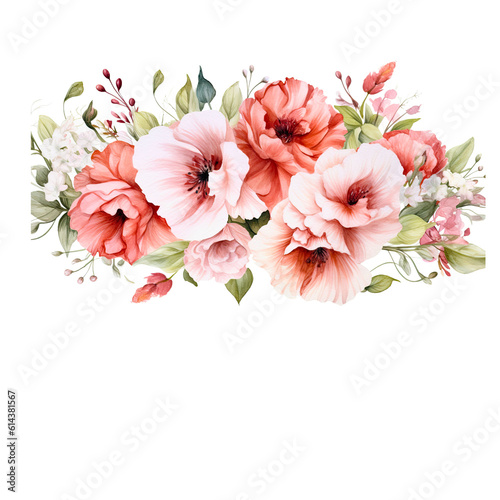 ai generated clipart carnation bouquet painted with watercolor technique © linen