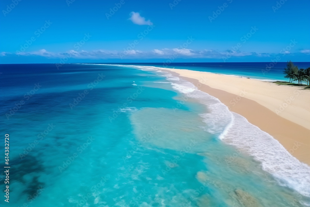 Top view of crystal clear turquoise water. Aerial view of the rippled texture of sea surface background