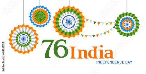 India Independence day, banner, poster and greeting card. 76 Year Anniversary Independence Day Logo