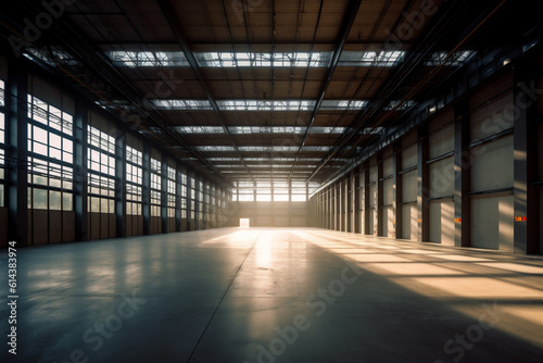 Large warehouse interior, empty