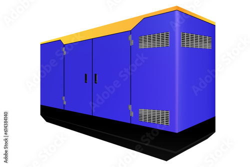 Generator. Control cabinet.Isometry. Vector graphics.