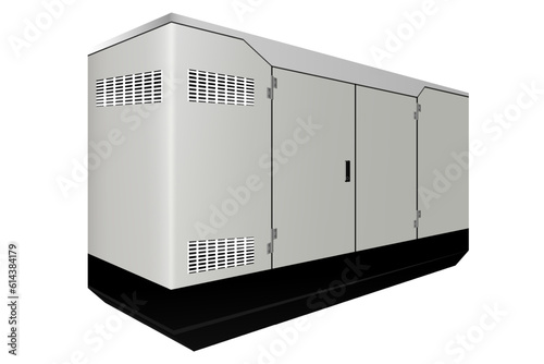 Generator. Control cabinet.Isometry. Vector graphics.