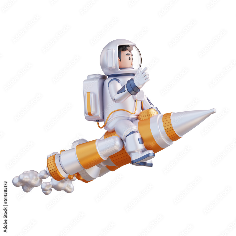 3d illustration of astronaut riding a rocket 3d illustration of astronaut riding a rocket