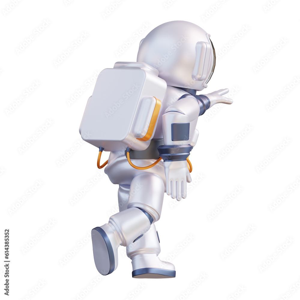 Naklejka premium 3d illustration of astronaut running in outer space