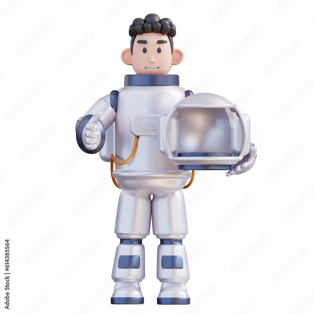 3d illustration astronaut holding a helmet 3d illustration astronaut holding a helmet