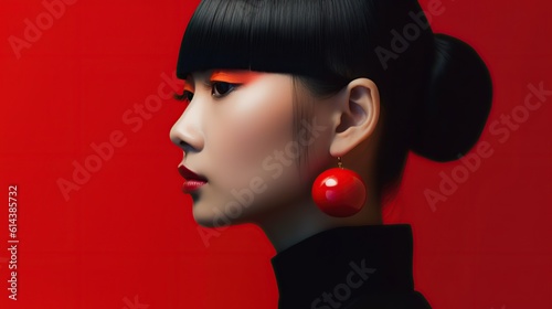 An illustration of a fashion portrait  combined with abstract art., AI Generated.