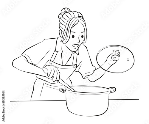housewife cooking in the kitchen pose