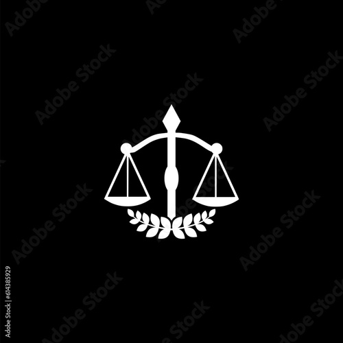 Scales of justice logo isolated on black background 