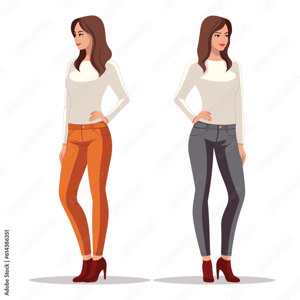 Women in full-length sleeves vector flat isolated illustration Women in full-length sleeves vector flat isolated illustration
