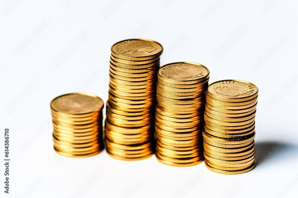 Stack of golden coins isolated on white background Stack of golden coins isolated on white background