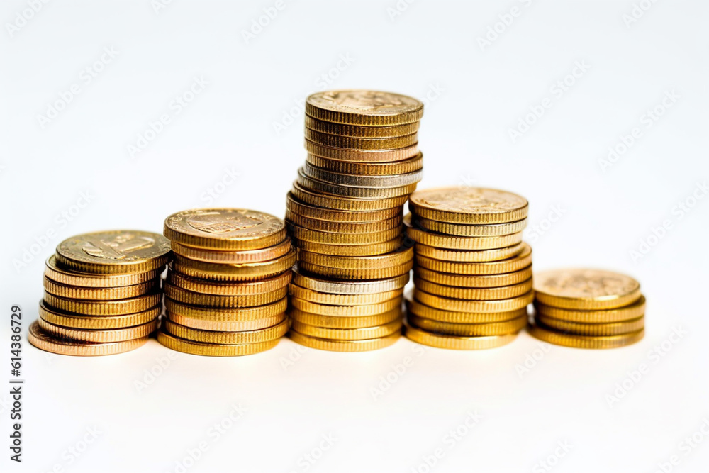 Stack of golden coins isolated on white background Stack of golden coins isolated on white background