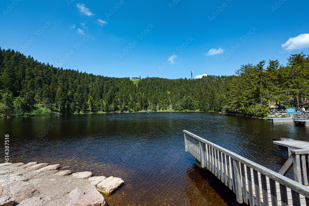 Obraz premium The Mummelsee in the Black Forest surrounded by mountains_Baden-Wuerttemberg, Germany, Europe
