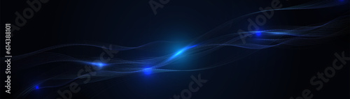 Abstract blue dynamic wavy lines background. Futuristic hi-technology. Landing page. Banners, flyers, and presentations. Vector illustration