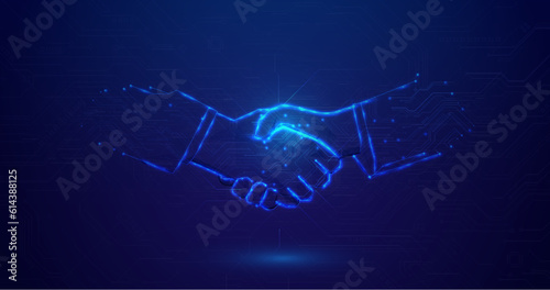 Handshake of business partners. Concept of  Deal, Partnership, Teamwork, Technology Connection. Vector illustration