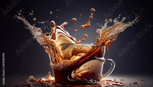 Realistic coffee cola or tea splash