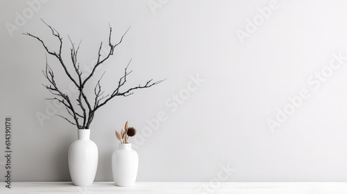 White Home Decoration with White background and copy space ai generated 