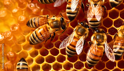 bees on a honeycomb, ai generative © ZoomTeam