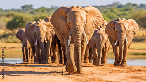  a group of elephants walk through the wild