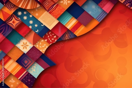 Red banner in hispanic colors and latin patterns, banner for National Hispanic Heritage Month september / october, created with generative ai photo