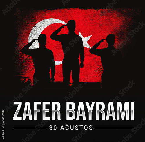 Victory Day of Turkey concept background design with flag and typpography. August 30 is celebrated as a day of Victory in Turkey, backdrop wallpaper photo