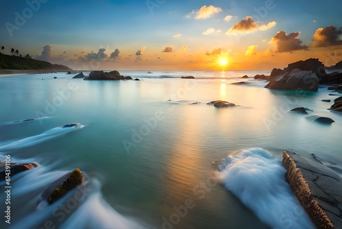 An image of a clear ocean with coral reefs and a multitude of exotic fish.