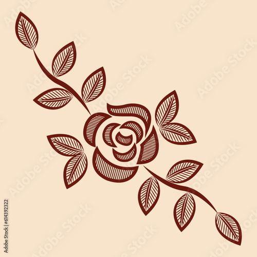 Vector illustration of traditional indian henna mehndi floral ornament design	