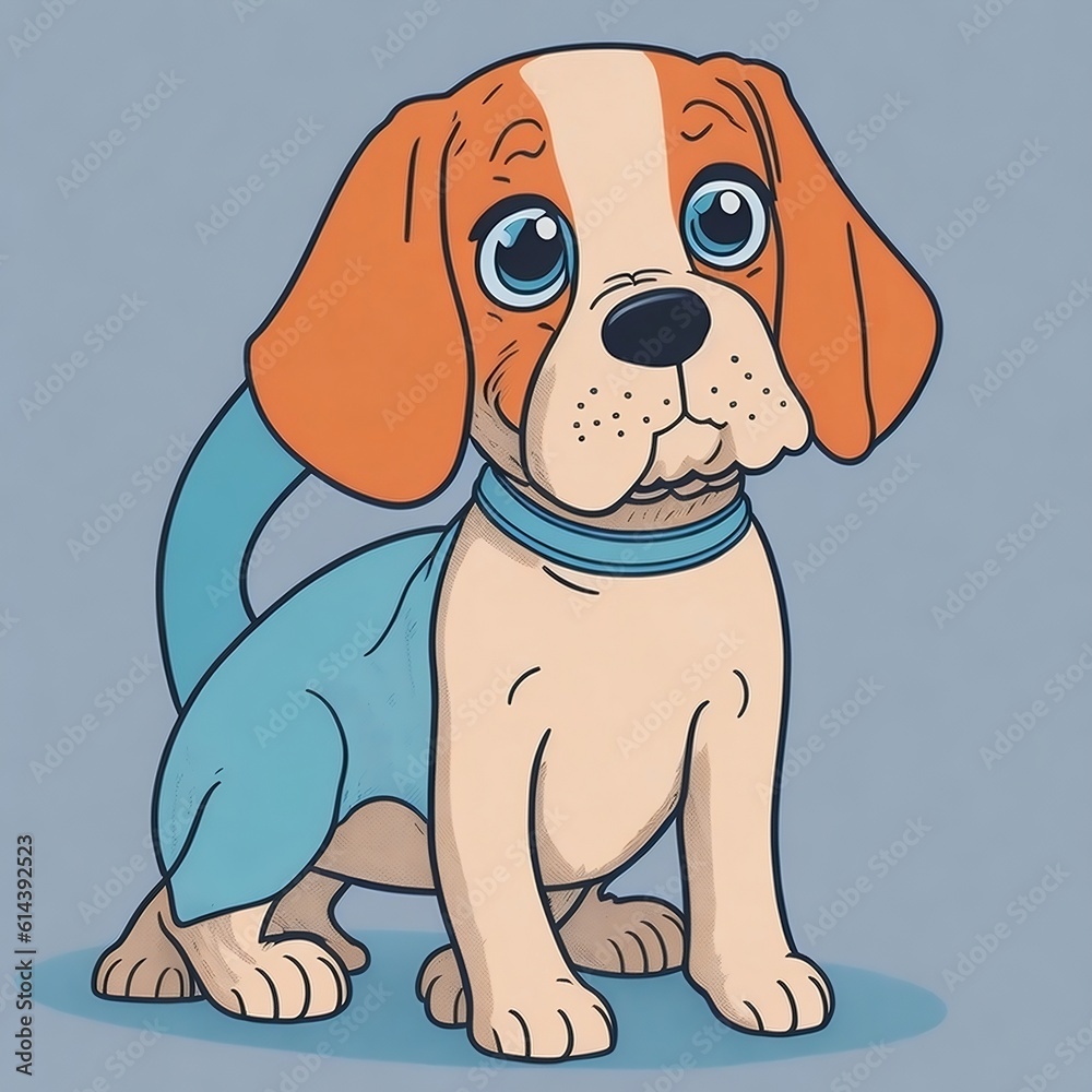 Cartoon Comic Style of adorable cute dog